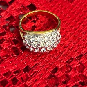 Elegant Gold and Silver Crystal Ring